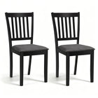Dreamade Modern Farmhouse Wood Slat-Back Kitchen Chairs w/Padded Seat (2/4)