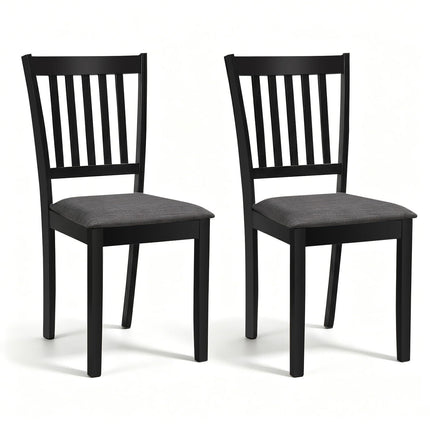 Dreamade Modern Farmhouse Wood Slat-Back Kitchen Chairs w/Padded Seat (2/4)