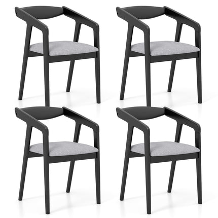 Dreamade Wooden Dining Chairs Set, Linen Fabric Upholstered Kitchen Chairs w/Armrests & Padded Cushion