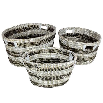Dreamade Woven Laundry Basket 24"/20"/16"- Set of 3 Stackable Storage Baskets with Handles