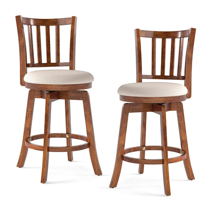 Dreamade 25" Counter Height Stools Set of 2/4 with Rubber Wood Legs & Footrest & Upholstered Seat