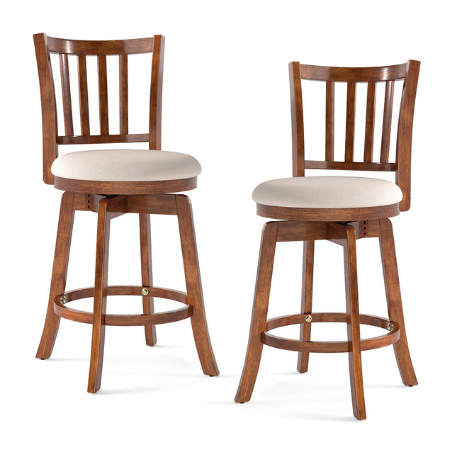 Dreamade 25" Counter Height Stools Set of 2/4 with Rubber Wood Legs & Footrest & Upholstered Seat