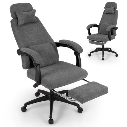 Dreamade Reclining Office Chair Chenille Fabric Desk Chair with Padded Linkage Armrests