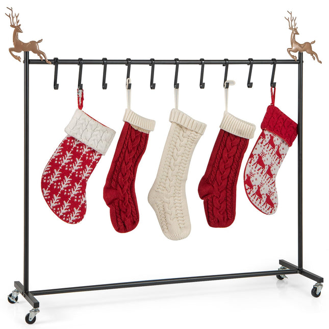 Dreamade 10-Hook Christmas Stocking Holder Stand on Wheels