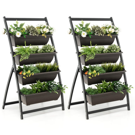 Dreamade 2 Pcs 4.1FT Vertical Raised Garden Bed, 4-Tier Elevated Planter Box