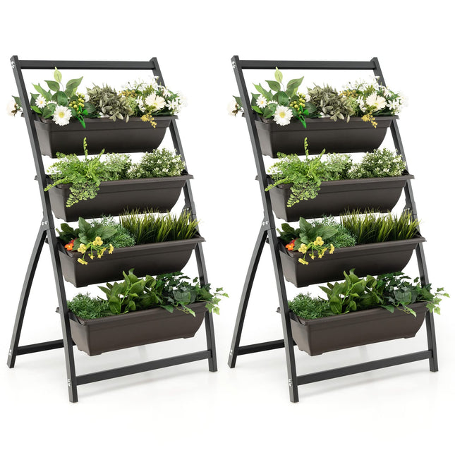 Dreamade 2 Pcs 4.1FT Vertical Raised Garden Bed, 4-Tier Elevated Planter Box