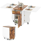 Dreamade Folding Dining Table 3-in-1 Space-Saving Drop Leaf Kitchen Table with Lockable Wheels