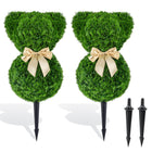 Dreamade 2 Pcs Teddy Bear Topiary Trees 16.5”Sun-Resistant Faux Boxwood Plants