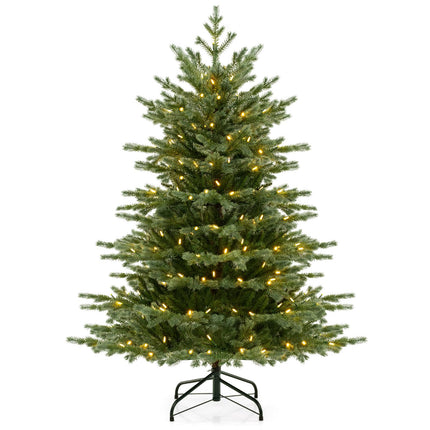Dreamade 5ft / 6ft / 7ft Pre-Lit Artificial Christmas Tree with Lush PVC & PE Tips Warm White LED Lights