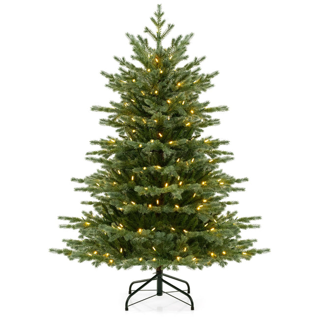 Dreamade 5ft / 6ft / 7ft Pre-Lit Artificial Christmas Tree with Lush PVC & PE Tips Warm White LED Lights