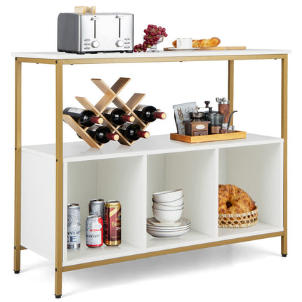 Dreamade Buffet Sideboard, Wooden Cupboard, Kitchen Pantry w/Spacious Countertop, Large Open Shelf, 3 Cube Storage Cabinet