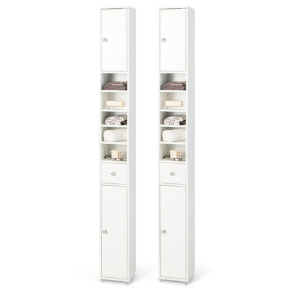 Dreamade Slim Bathroom Storage Cabinet - 71" Tall Narrow Floor Cabinet Cupboard with 2 Doors