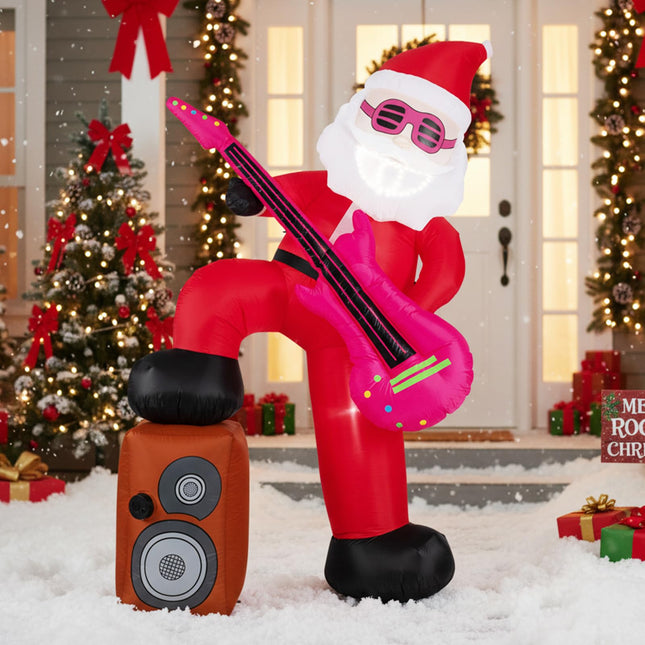 Dreamade 8.4FT Rocking Santa Inflatable with Guitar | Animated Christmas Decoration