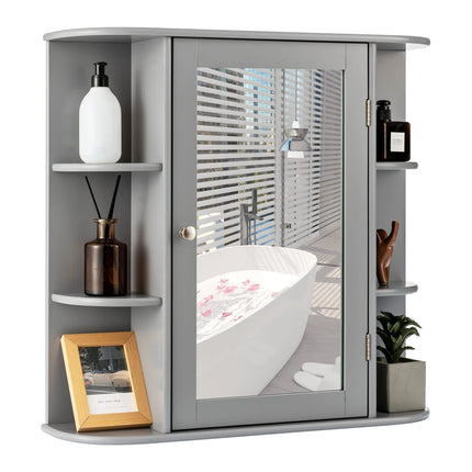 Dreamade Mirrored Bathroom Medicine Cabinet - Wall Mounted Bathroom Hanging Cabinet with Single Door