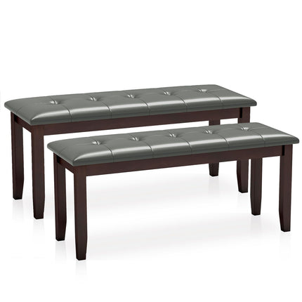 Dreamade Button-Tufted Dining Bench, 45.5” PU Leather Upholstered Bench w/Loads 400 Lbs