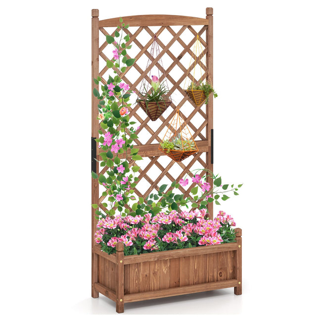 Dreamade 60” Wooden Planter Container with Drainage Holes Trellis