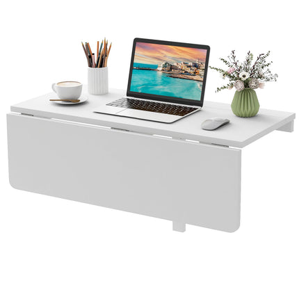 Dreamade Wall Mounted Folding Table, 31.5" x 23.5" Wood Murphy Desk Drop-Leaf Table