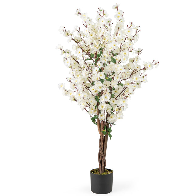 Dreamade 47” Faux Plum Blossom Plant with White Fabric Flower
