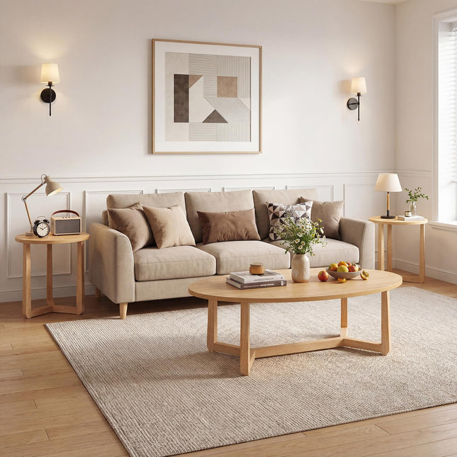 Dreamade Oval Coffee Table and End Tables Set of 3