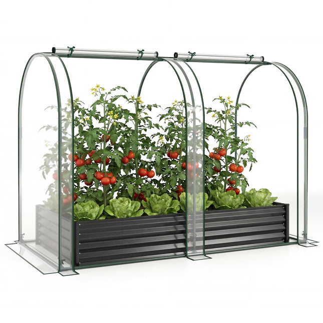 Dreamade 6x3x1 FT Galvanized Raised Garden Bed with Greenhouse Cover