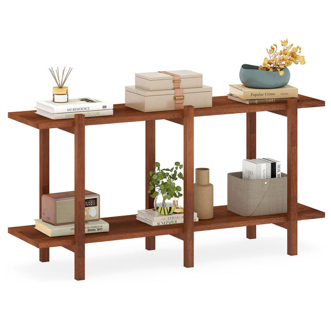 Dreamade 2 Tier Wood Bookshelf 48" Modern Wide Storage Shelf