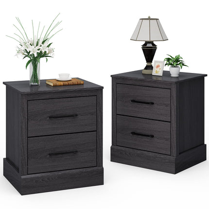 Dreamade Farmhouse Nightstand Set of 2, Wood Bedside Table with 2 Storage Drawers