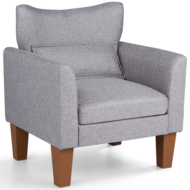 Dreamade Modern Accent Chair with Removable Seat Cushion & Pillow | Upholstered Armchair w/ Strong Support Legs