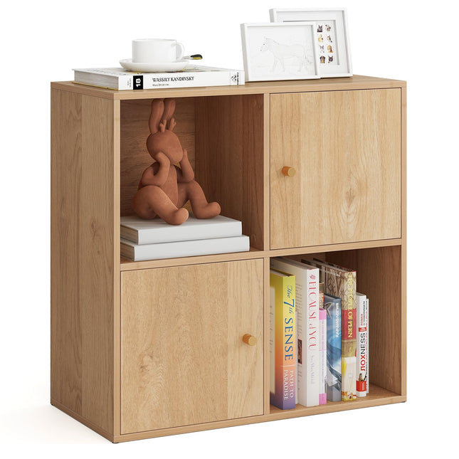 Dreamade 4 Cube Bookcase | 2-Tier Freestanding Book Shelf with Open Compartments