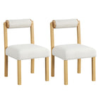 Dreamade Wooden Dining Chairs Set of 2/4, Faux Sherpa Upholstered Kitchen Dining Room Chairs w/Rubber Wood Frame