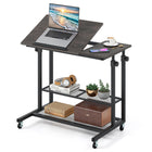 Dreamade Adjustable Rolling Computer Desk with Tilting Desktop and Storage Shelves