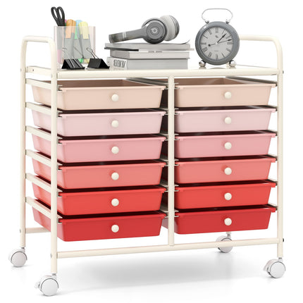 12 Drawers Rolling Cart for Office School Supplies - 25” x 15” x 24.5”