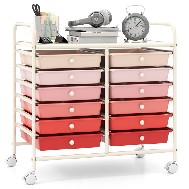 12 Drawers Rolling Cart for Office School Supplies - 25” x 15” x 24.5”