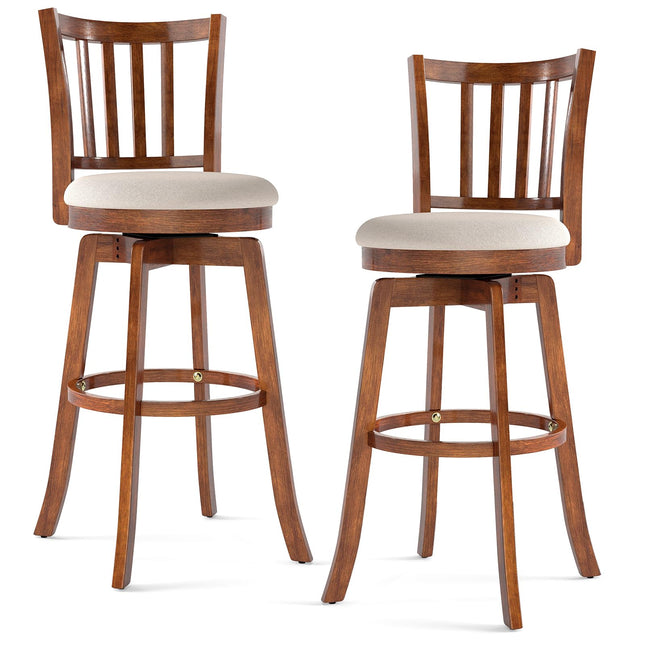 Dreamade 30.5" Swivel Bar Stools Set of 2/4 with Rubber Wood Legs & Footrest & Upholstered Seat