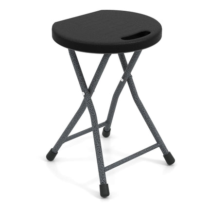 Dreamade Folding Stool, 18” Height Foldable Bar Stools, Portable Folding Chairs with Built-in Carry Handle