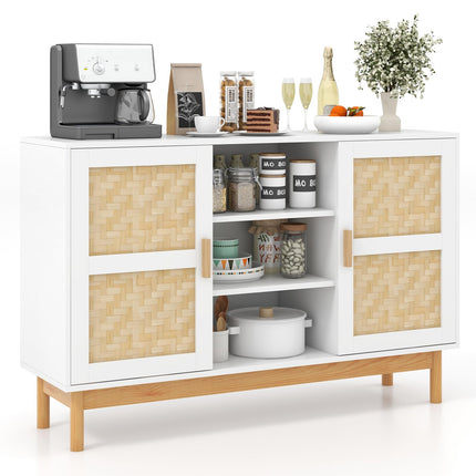 Dreamade Buffet Sideboard, Kitchen Storage Cabinet with 3 Open Shelves & 2 Side Cabinets