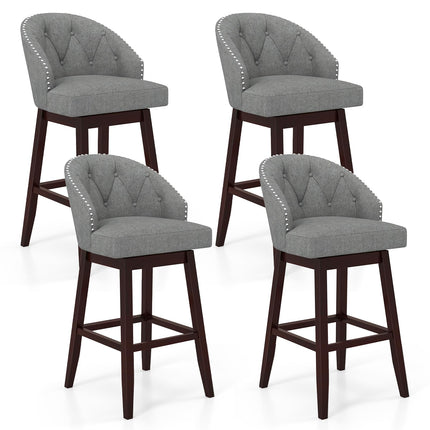Dreamade Modern Upholstered Bar Stools Set of 2/4, 31" Bar Height Swivel Kitchen Stools w/Button-Tufted Back