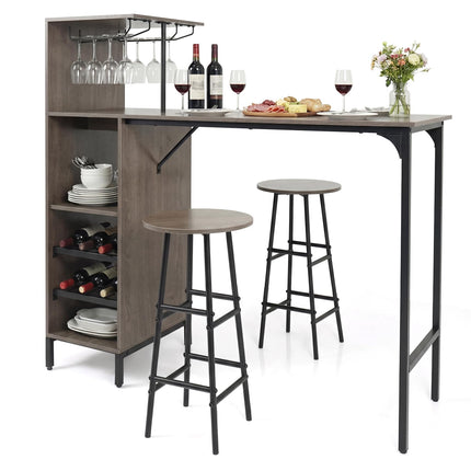Dreamade 3 Pieces Bar Table and Stools Set for Home