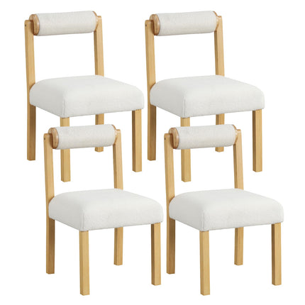Dreamade Wooden Dining Chairs Set of 2/4, Faux Sherpa Upholstered Kitchen Dining Room Chairs w/Rubber Wood Frame