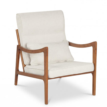 Dreamade Faux Leather Upholstered Armchair with Lumbar Pillow for Living Room & Bedroom
