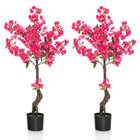 Dreamade 41” Artificial Plum Blossom Tree, Fake Floral Plant with 92 Flowers & Realistic Trunk in Plastic Nursery Pot