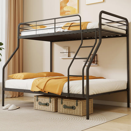 Dreamade Metal Bunk Beds Twin Over Full Size, Heavy Duty Bunk Bed for Teens Adults with Ladder & Guardrails