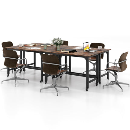 Dreamade Conference Table, 48" Rectangular Mobile Meeting Room Desk with Removable Storage Bag & 2 Hanging Hooks