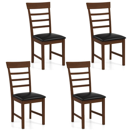 Dreamade Wooden Dining Chairs Set of 2/4, PU Leather Upholstered Kitchen Chairs w/Rubber Wood Frame