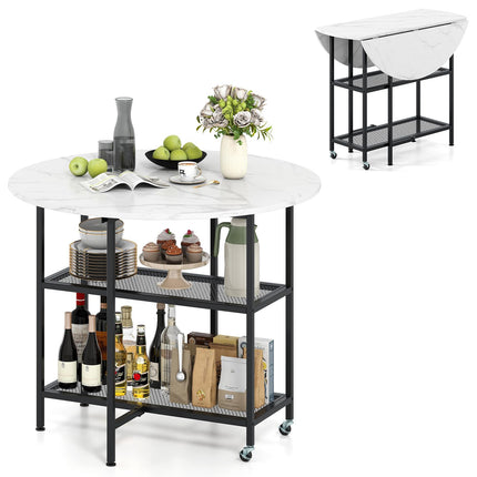 Dreamade Folding Dining Table with Lockable Wheels