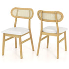 Dreamade Faux Leather Upholstered Kitchen Chairs w/Breathable Mesh Cane Backrest