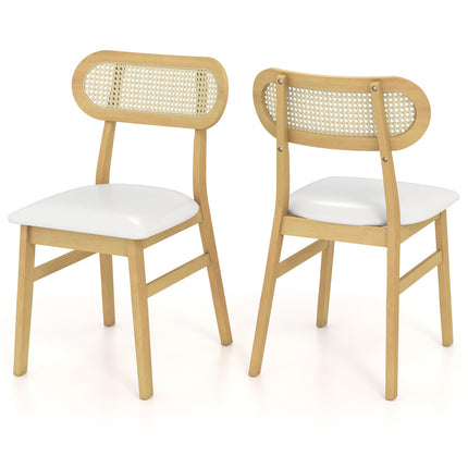 Dreamade Faux Leather Upholstered Kitchen Chairs w/Breathable Mesh Cane Backrest