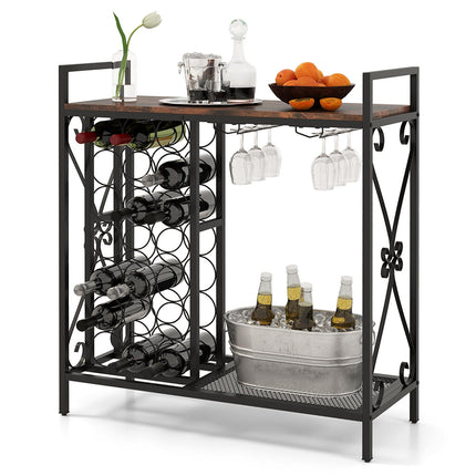 Dreamade Wine Bar Table with 6 Glass Wine Glass Holder