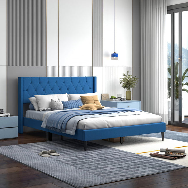 Dreamade Queen/Twin Size Platform Bed Frame with Wingback