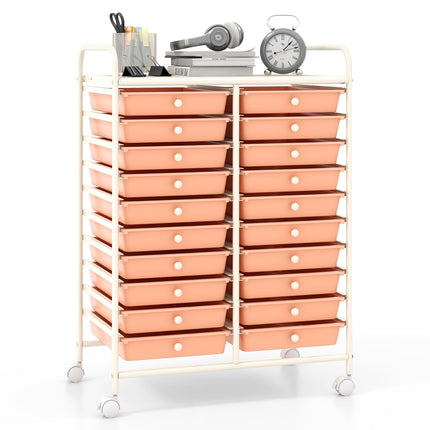 Dreamade Storage Drawer Carts, 20-Drawer Organizer, Utility Cart on Wheels