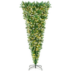 Dreamade 7.5ft Pre-lit Upside Down Christmas Tree, Hinged Inverted Artificial Xmas Tree W/ 1100 Snowy Branch Tips - DreamadeUS